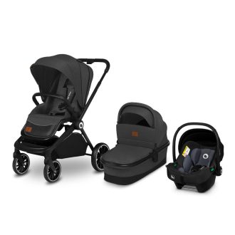   Lionelo Mika 3in1 multifunkciós babakocsi - Grey Graphite + Astrid I-Size babahordozó - Black Grey