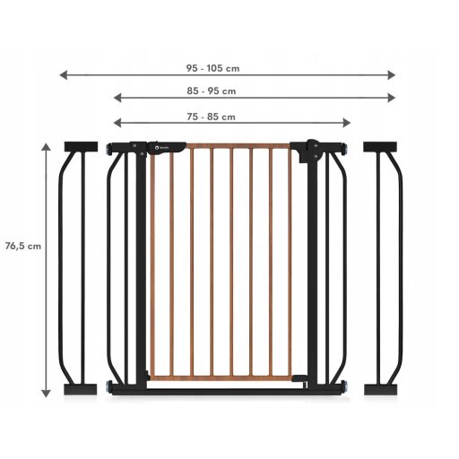 Lionelo Truus Slim biztonsági ajtórács - Carbon Natural (75-105 cm) 2 db toldóval!