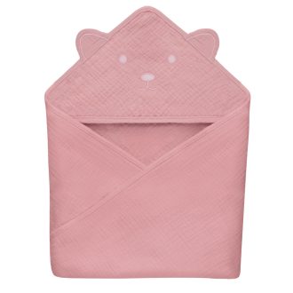 Lionelo Muslin pamut kapucnis törölköző - Pink Baby