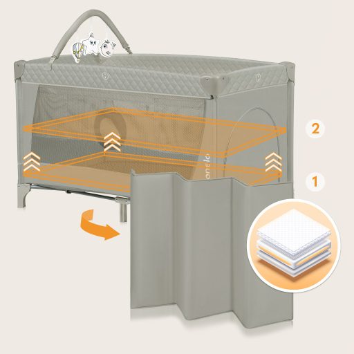 Lionelo Flower multifunkciós utazóágy - Cappuccino