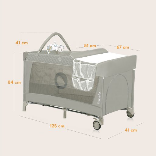 Lionelo Flower multifunkciós utazóágy - Cappuccino