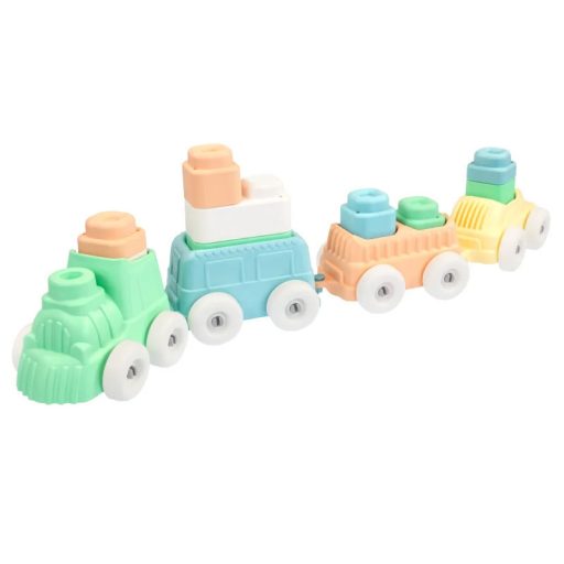 Mochtoys Play&Squish puha vonat építőkocka NAGY szett 12+4dbos