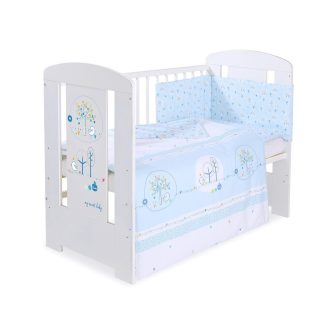   BabyLion Prémium 3 részes ágyneműhuzat szett - Kedves madarak - Kék