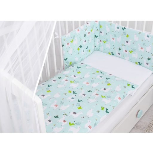BabyLion Prémium 5 részes ágyneműhuzat szett - Menta Láma