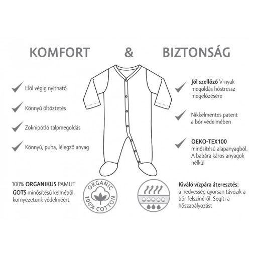 Kenguru Hosszú ujjú pamut rugi - Ekrü (56)