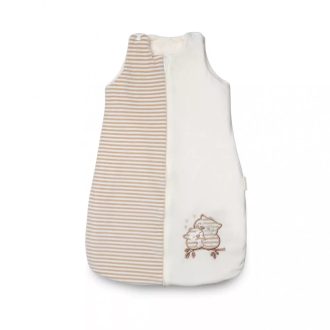   Kenguru Elől cipzáros microfiber és pamut hálózsák (2,5 Tog) - Csíkos baglyos (0-4 hónap)