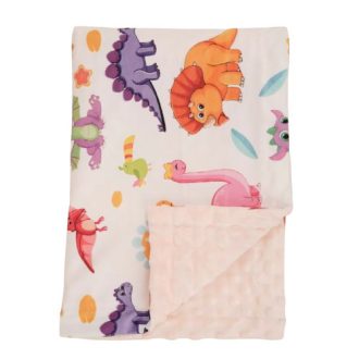   Foxy Baby Minky Super Soft babatakaró 75x100 - Barack - Színes dínók