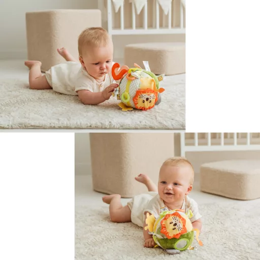 Jollybaby Deluxe puha labda rágókával - Soft Jungle