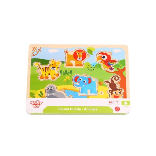 Tooky Toys Fa Puzzle hanggal 7 db-os - Safari Állatos