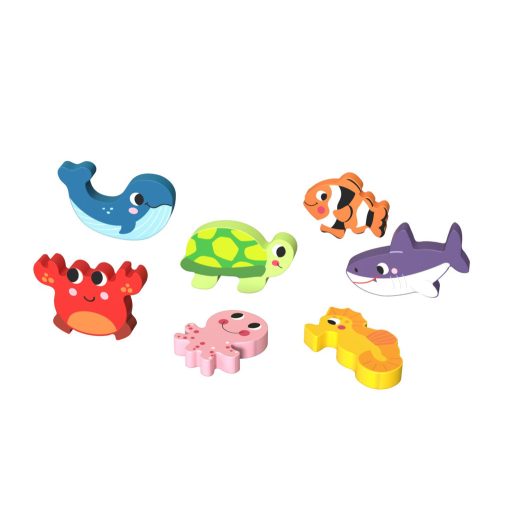 Tooky Toys Fa Puzzle hanggal 7 db-os - Safari Állatos