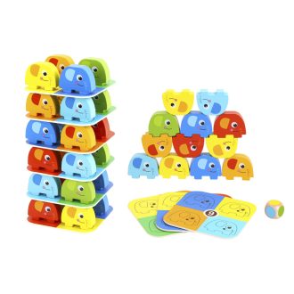 Tooky Toy Egymásra rakható színes elefántok (46 db-os)