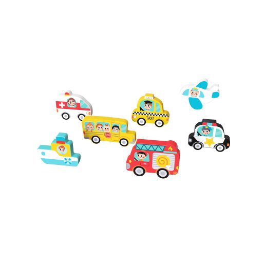 Tooky Toy Közelekedés forma kirakós fa játék puzzle 9db-os