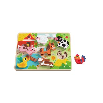 Tooky Toy Farm állatai forma kirakós fa játék puzzle 8db-os   Tooky Toy Farm állatai forma kirakós fa játék puzzle 8db-os