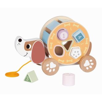 Tooky Toys Húzható kutyás formabedobó fa játék
