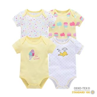   Foxy Baby Rövid ujjú pamut body szett (4db-os) ( 62 ) - Jégkrém és kacsa