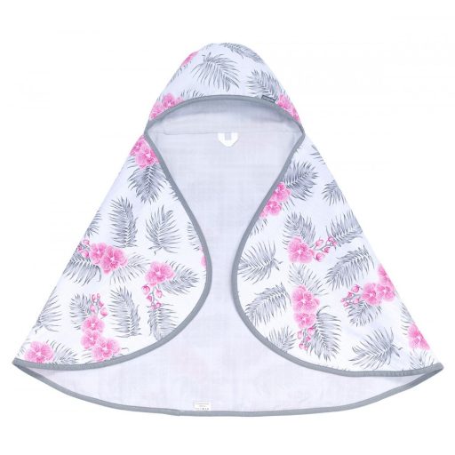 MTT Kapucnis fürdőlepedő - Fehér alapon pink orchideák