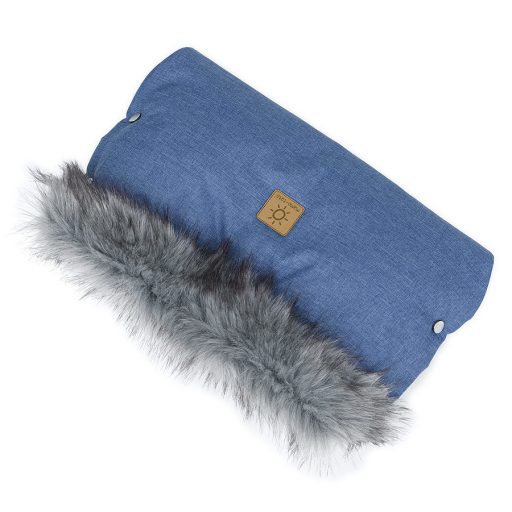 MTT Kézmelegítő babakocsihoz - Farmer kék - szürke szőrmével