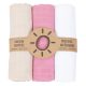 MTT Textil pelenka 3 db + Mosdatókesztyű - Bézs, fehér, rózsaszín