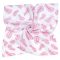 MTT Nagy textil pelenka (120x120) - Fehér alapon rózsaszín tollak