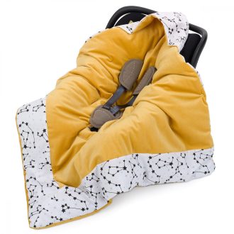   MTT Univerzális takaró - Fehér alapon fekete csillagképek - sárga belső