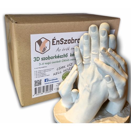 3-4 tagú családi kézfogós kézszobor készítő készlet - DOBOZOS