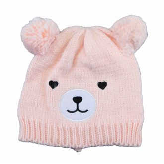 Bojtos kötött sapka Maci hímzássel Bojtos kötött sapka Maci hímzássel