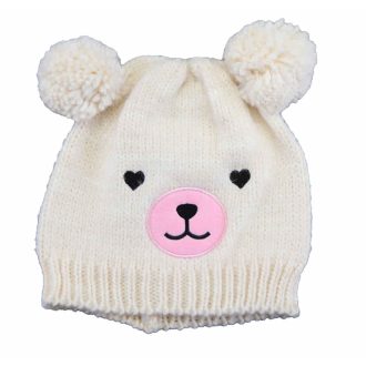 Bojtos kötött sapka Maci hímzássel Bojtos kötött sapka Maci hímzássel