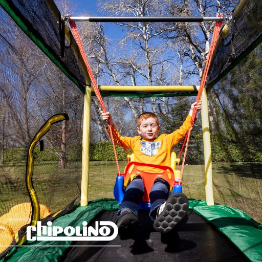 Chipolino Playground Trambulin 200 cm csúszdával, létrával - blue