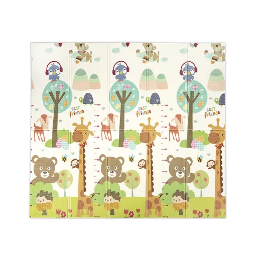 Lorelli Összehajtható 2 oldalas thermo játszószőnyeg 180x200cm - Green Best friends & stars