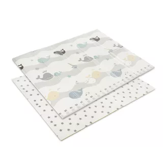   Lorelli Összehajtható 2 oldalas thermo játszószőnyeg 180x200cm - Grey Waves & stars