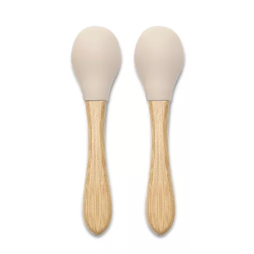 Lorelli szilikon kanalak bambusz nyéllel 2 db - Beige