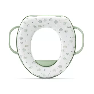   Lorelli párnázott WC szűkítő fogantyúval - Planets Green