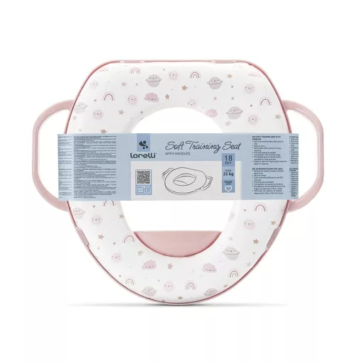 Lorelli párnázott WC szűkítő fogantyúval - Planets Pink