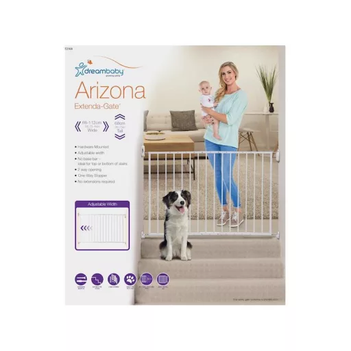 Dreambaby Arizona 2 biztonsági ajtórács 112 cm-ig - fehér
