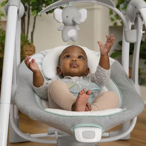 INGENUITY Átalakítható rezgő hinta dallamokkal és adapterrel, Swell™, 2in1, 0 hó+, 9 kg-ig