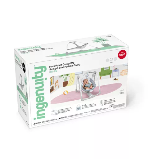 INGENUITY Átalakítható rezgő hinta dallamokkal és adapterrel, Swell™, 2in1, 0 hó+, 9 kg-ig