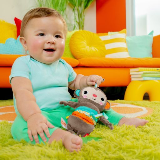 Bright Starts C-karikán játék dallamokkal, majom, Pull Play & Boogie™, 0 hó+