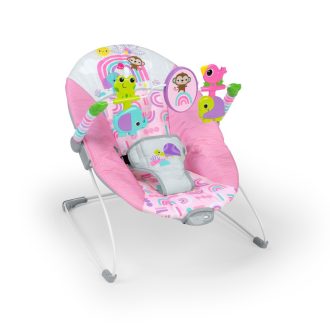   Bright Starts Rezgő pihenőszék, Pink Paradise™, 0 hó+, 9 kg-ig