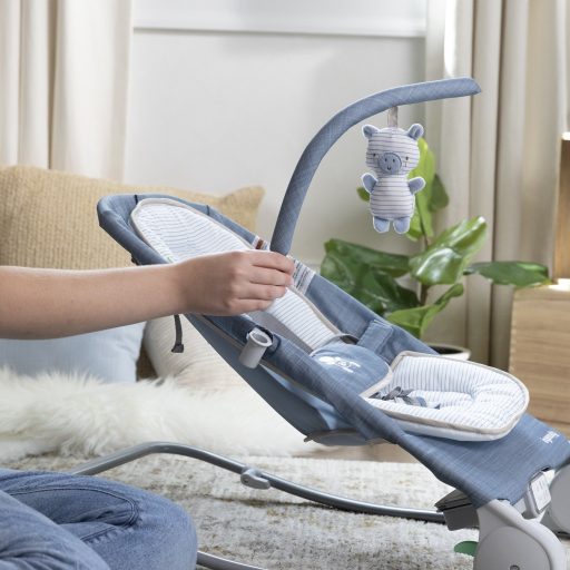 Ingenuity Rezgő masszázs pihenőszék dallamokkal, Happy Belly™, Rock-to-Bounce, Chambray, 0 hó