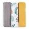 Petite&Mars Bambusz muszlin 3db-os pelenka szett, Moussy Ochre Leaves, 68 x 68 cm