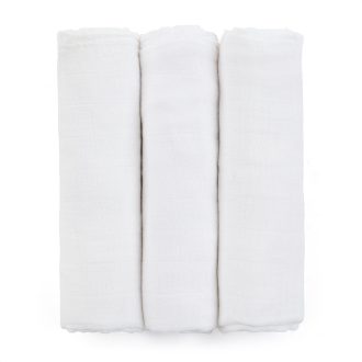   Petite&Mars Bambusz muszlin 3db-os pelenka szett, Moussy Total White, 68 x 68 cm