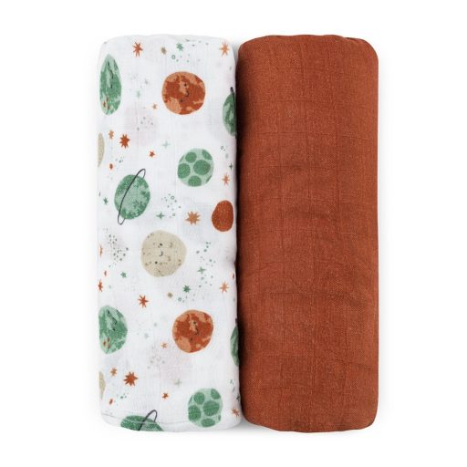 Petite&Mars Bambusz muszlin 2db-os pelenka szett Misty Celestial Planets 120 x 120 cm