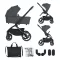 Petite&Mars Kombinált babakocsi SCOUT 2in1 - Anthracite Moon