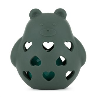   Petite&Mars Szilikon játék csörgővel Bear Basil Misty Green 0m+