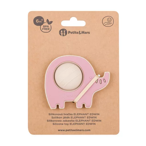 Petite&Mars Szilikon játék Elephant Edwin Dusty Rose 6hó+