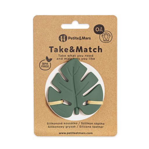 Petite&Mars Szilikon rágóka, Take&Match, Misty Green, 0 hó+