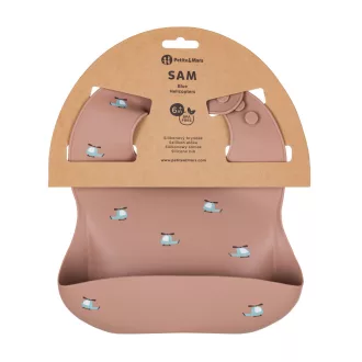 PETITE&MARS Szilikon előke Take&Match Kék Helikopterek 6m+