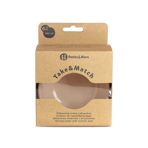 Petite&Mars Szilikon tál tapadókoronggal, Take&Match, Desert Sand, 6 hó+