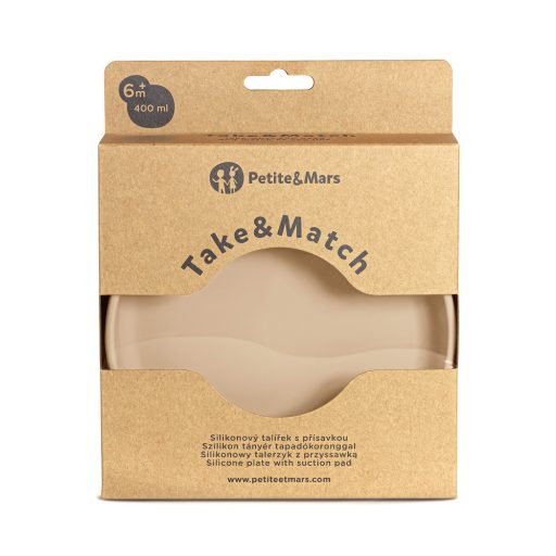 Petite&Mars Szilikon tányér tapadókoronggal, Take&Match, Desert Sand, 6 hó+