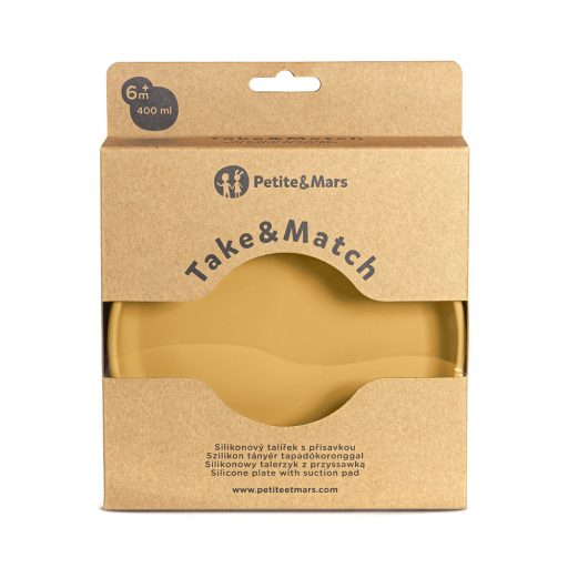 Petite&Mars Szilikon tányér tapadókoronggal, Take&Match, Intense Ochre, 6 hó+